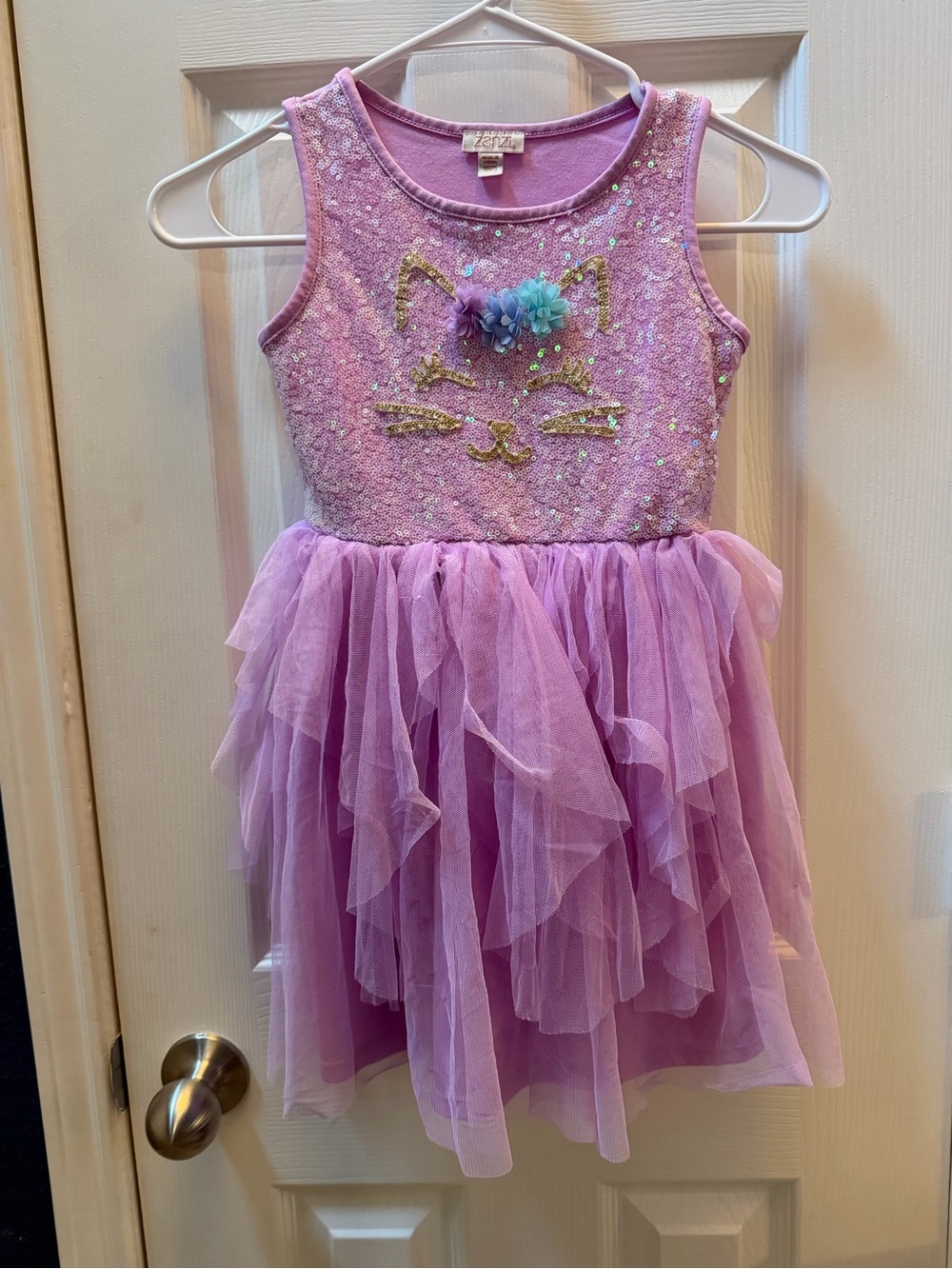 Zenzi size 6/7 Girls Lavender Cat Tulle Costume Dress with Sequin Bodice